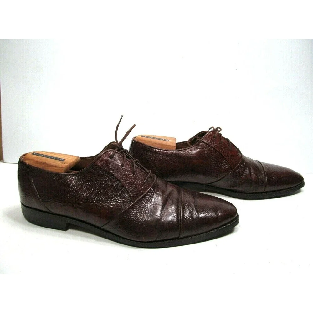 Florsheim Brown Reptile Print Leather Cap Toe Oxfords Mens Size US 12 D